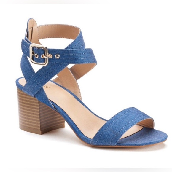 Apt. 9 Shoes - APT.9 Denim Peaceful Heel Sandal